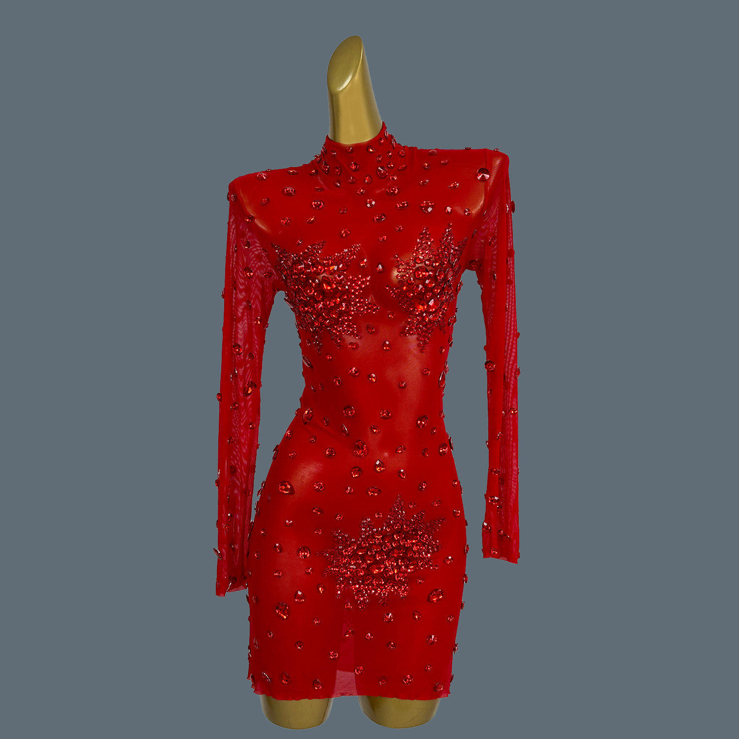 Sparkly Rhinestone Club Party Dress - Роскошное сексуальное красное блестящее Прозрачное мини-платье,