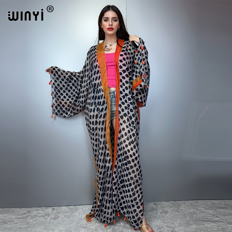 Boho Summer Beach Maxi Dress - Летний наряд WINYI: кимоно в американском