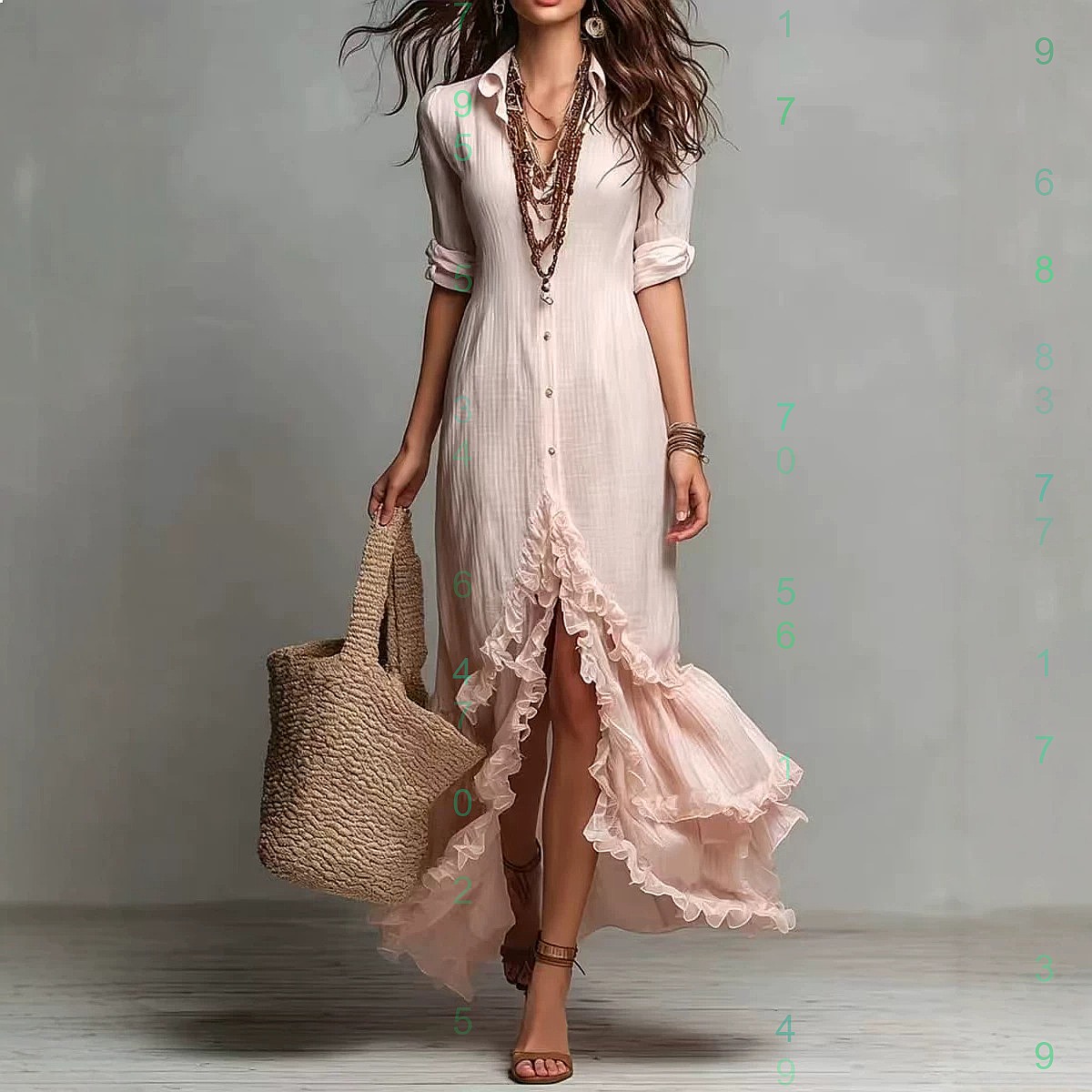 Casual Loose Linen Shirt Dress - Хлопково-льняное платье с перекрестной спинкой и