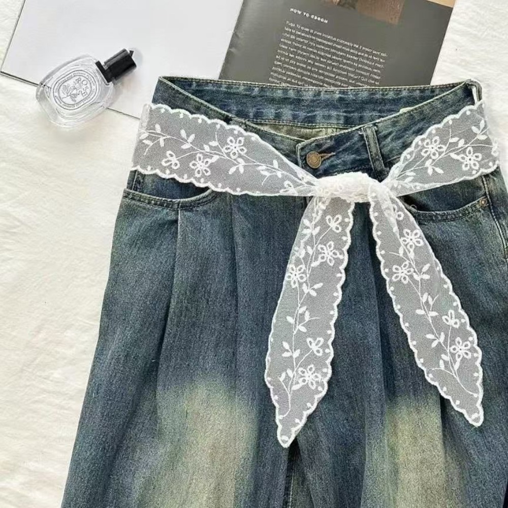 Jeans - Нежный белый кружевной пояс для женщин: