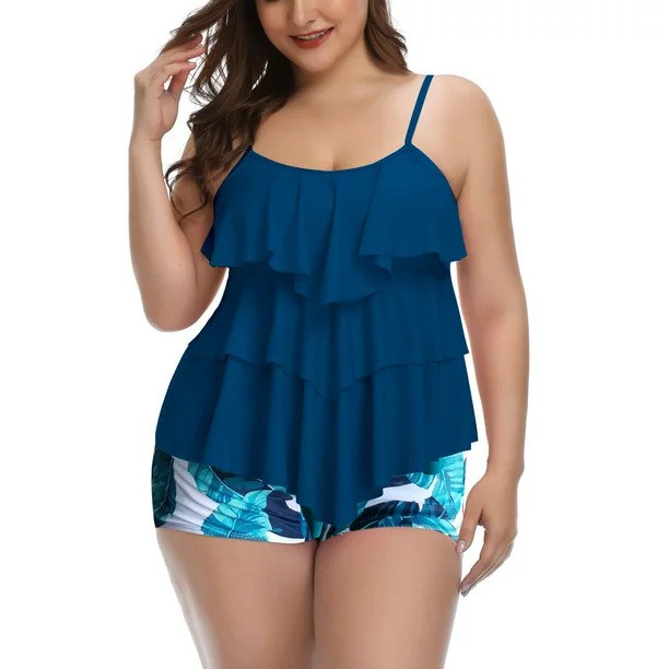 Swimwear - Женский купальник-бикини больших размеров с цветочным
