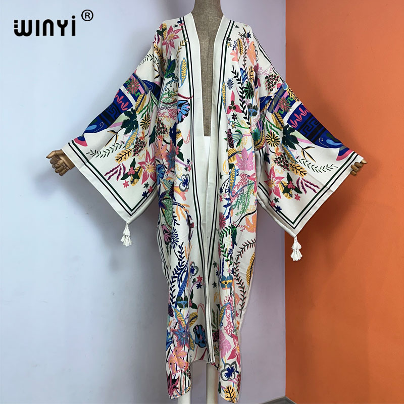 Boho Summer Beach Maxi Dress - Кимоно WINYI женское с принтом, Пляжная