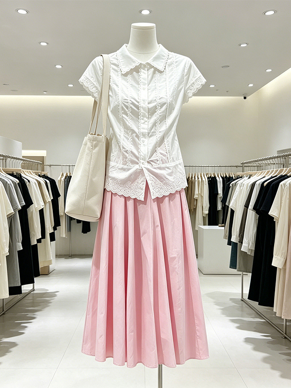 Korean Style A Line Shirt Dress - Элегантный летний комплект для женщин больших