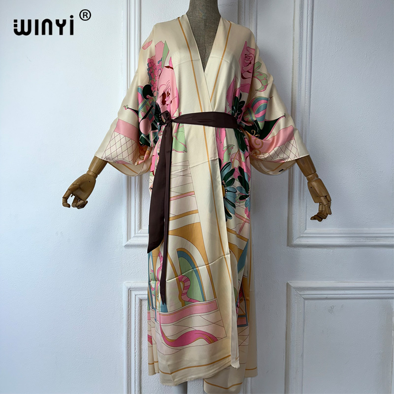 Boho Summer Beach Maxi Dress - WINYI Летнее платье-накидка в стиле кимоно