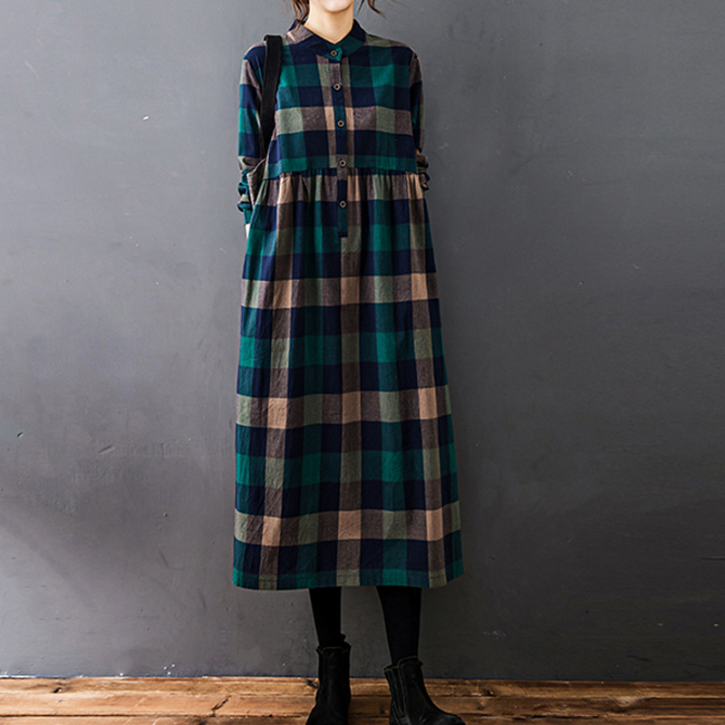 Casual Loose Linen Shirt Dress - Женское осеннее новое винтажное платье-рубашка в