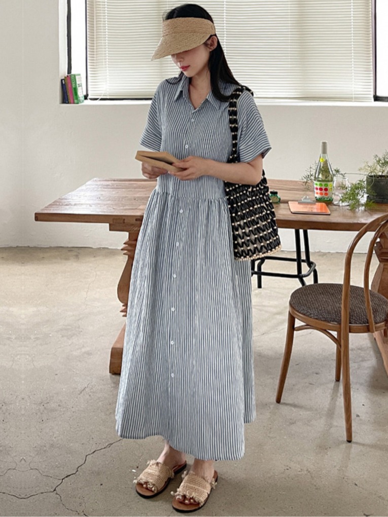 Ретро-платье в корейском стиле – обзор и цена Casual Loose Linen Shirt Dress