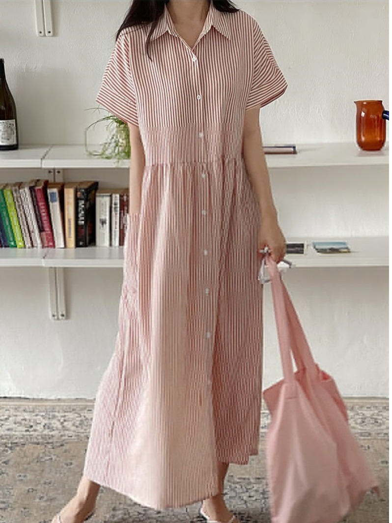 Ретро-платье в корейском стиле – обзор и цена Casual Loose Linen Shirt Dress
