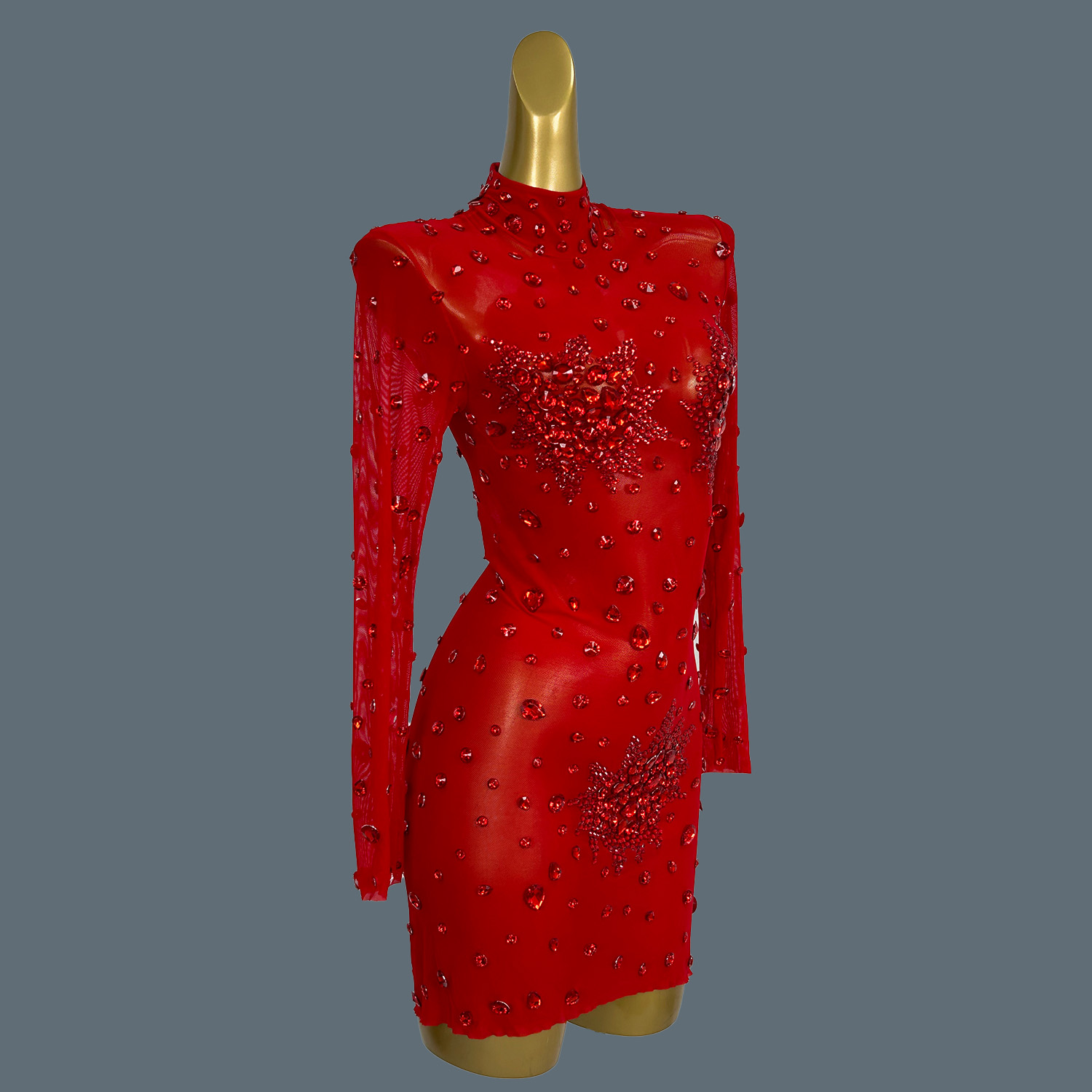 Роскошное сексуальное красное  – обзор и цена Sparkly Rhinestone Club Party Dress
