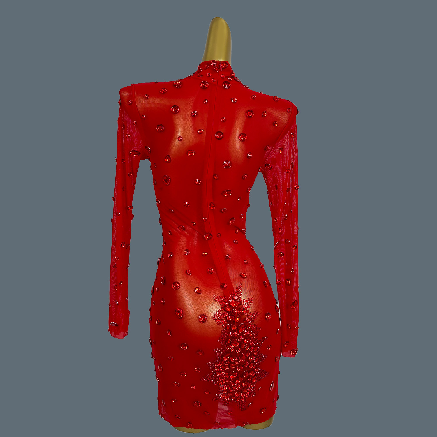 Роскошное сексуальное красное  – обзор и цена Sparkly Rhinestone Club Party Dress