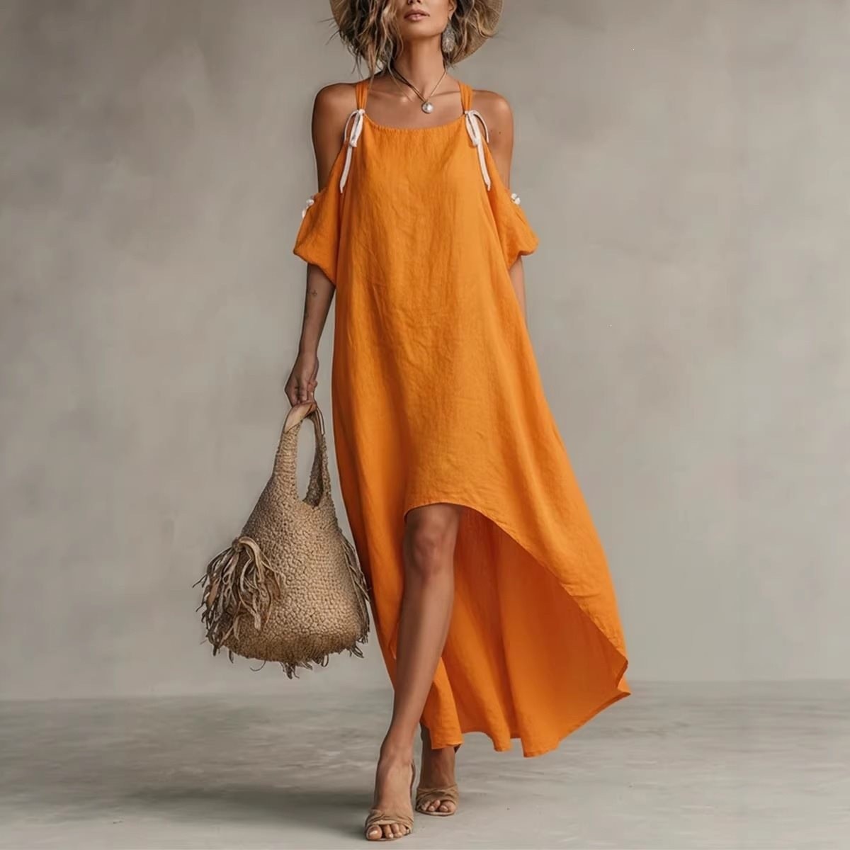 Летнее женское платье с пышным – обзор и цена Off Shoulder Puff Sleeve Sundress