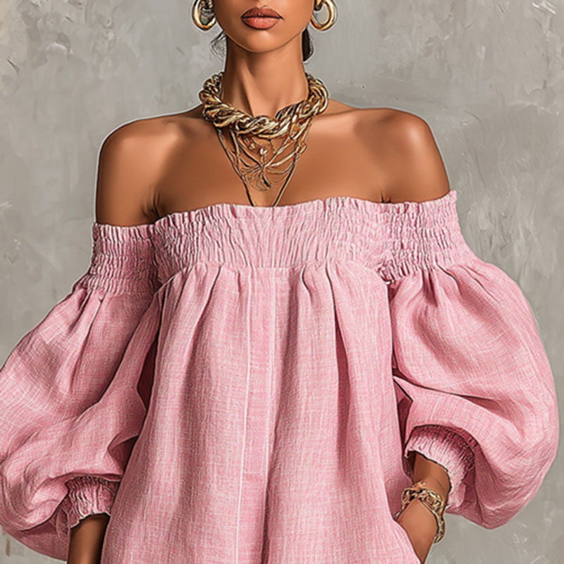 Новое летнее мини-платье 2026  – обзор и цена Off Shoulder Puff Sleeve Sundress