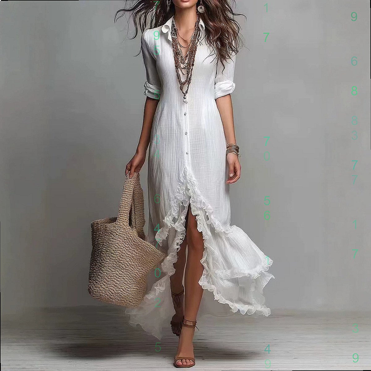 Хлопково-льняное платье с пере – обзор и цена Casual Loose Linen Shirt Dress