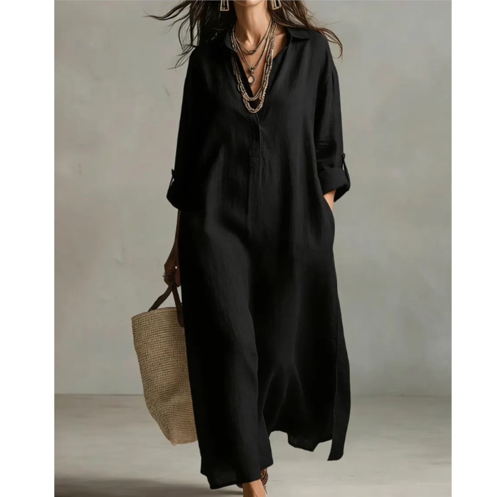 Женское винтажное льняное плат – обзор и цена Casual Loose Linen Shirt Dress