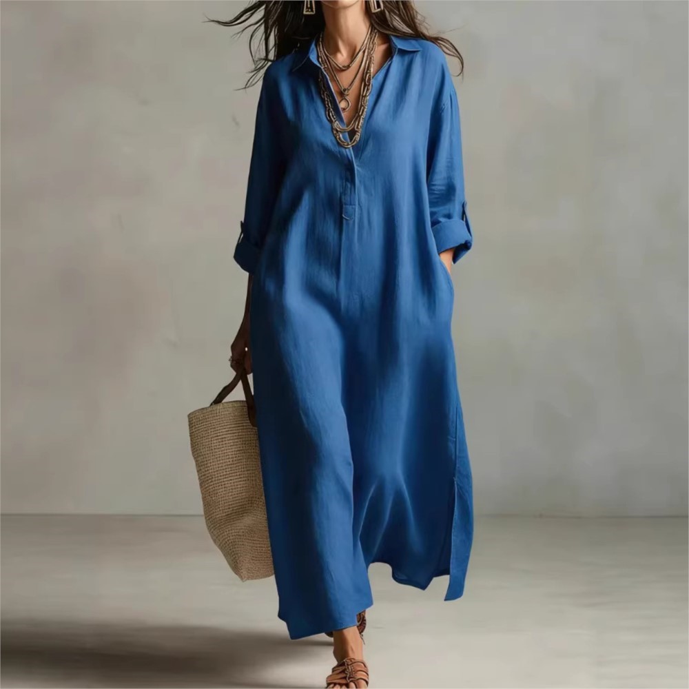 Женское винтажное льняное плат – обзор и цена Casual Loose Linen Shirt Dress