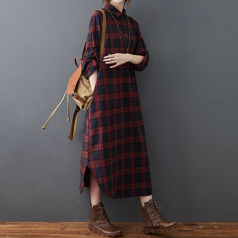Женское хлопково-льняное плать – обзор и цена Casual Loose Linen Shirt Dress