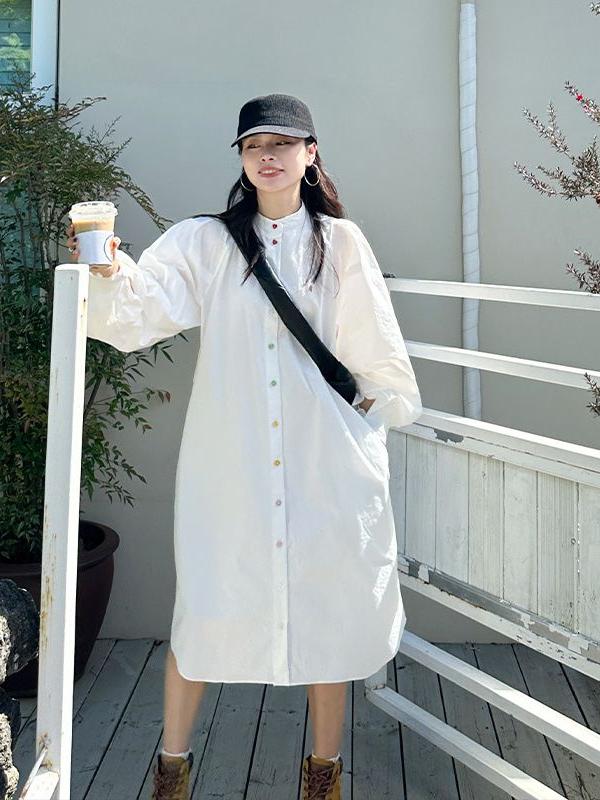 Женское платье-рубашка больших – обзор и цена Korean Style A Line Shirt Dress