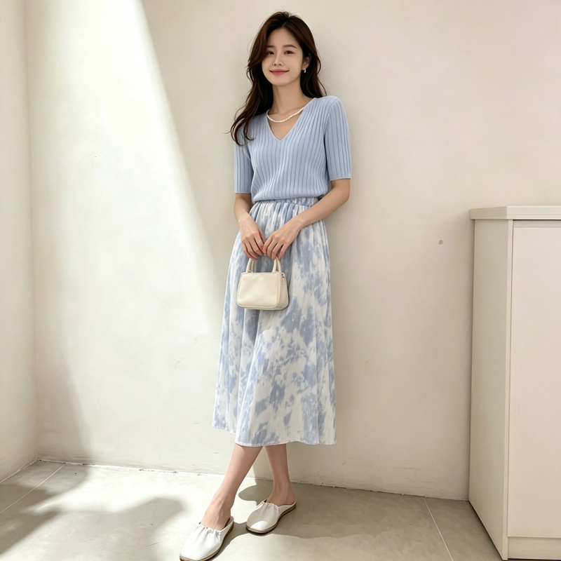 Летний комплект 2026: Нежное п – обзор и цена Korean Style A Line Shirt Dress