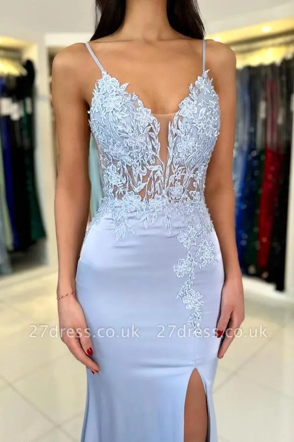 Элегантное светло-голубое плат – обзор и цена Elegant Satin Evening Gown Split
