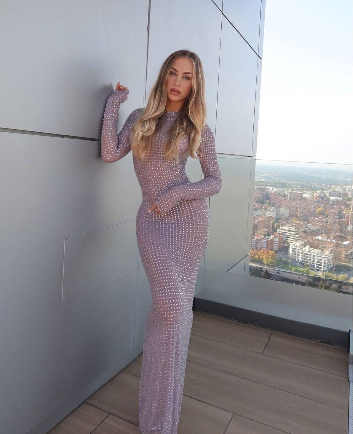 Новинка 2025, прозрачное плать – обзор и цена Sparkly Rhinestone Club Party Dress