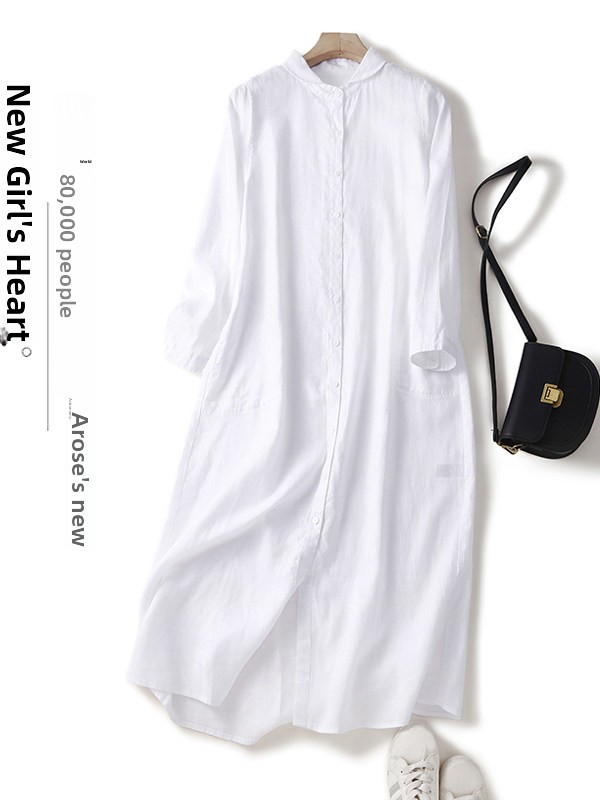 Повседневное хлопково-льняное  – обзор и цена Casual Loose Linen Shirt Dress