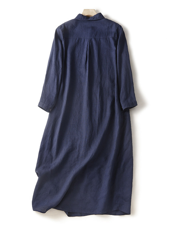 Повседневное хлопково-льняное  – обзор и цена Casual Loose Linen Shirt Dress