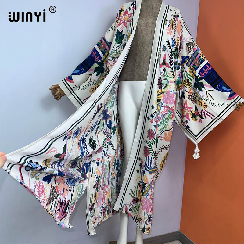 Кимоно WINYI женское с принтом – обзор и цена Boho Summer Beach Maxi Dress