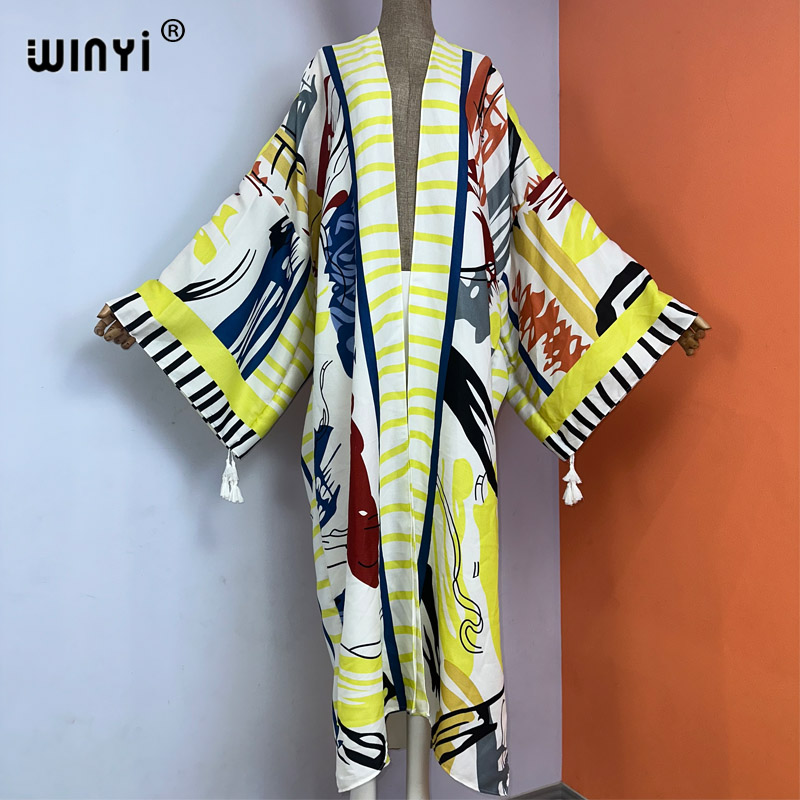 Кимоно WINYI женское с принтом – обзор и цена Boho Summer Beach Maxi Dress