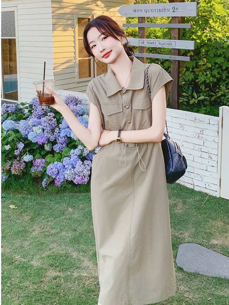 Летнее элегантное повседневное – обзор и цена Korean Style A Line Shirt Dress