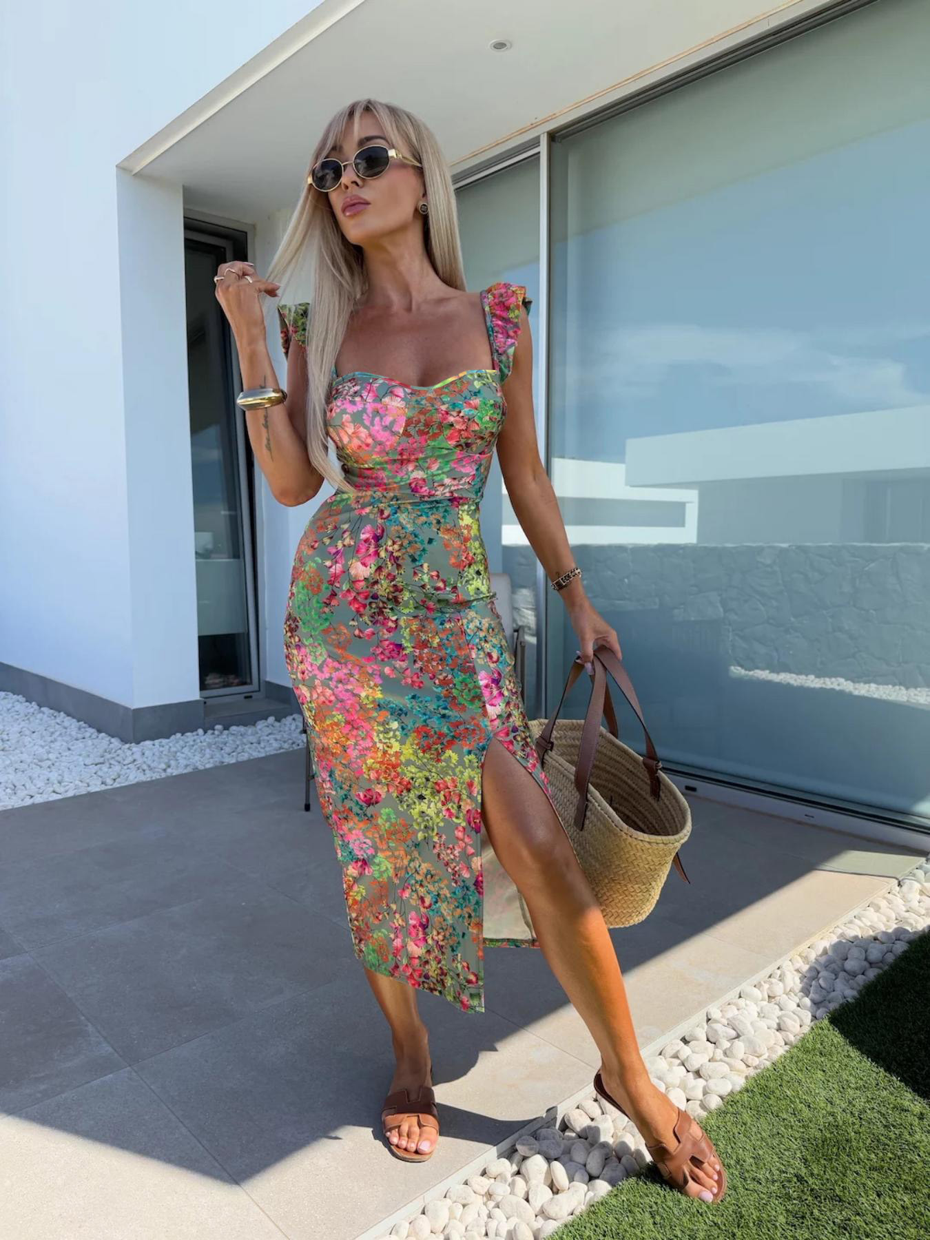 Новое европейское и американск – обзор и цена French Vintage Floral Midi Dress