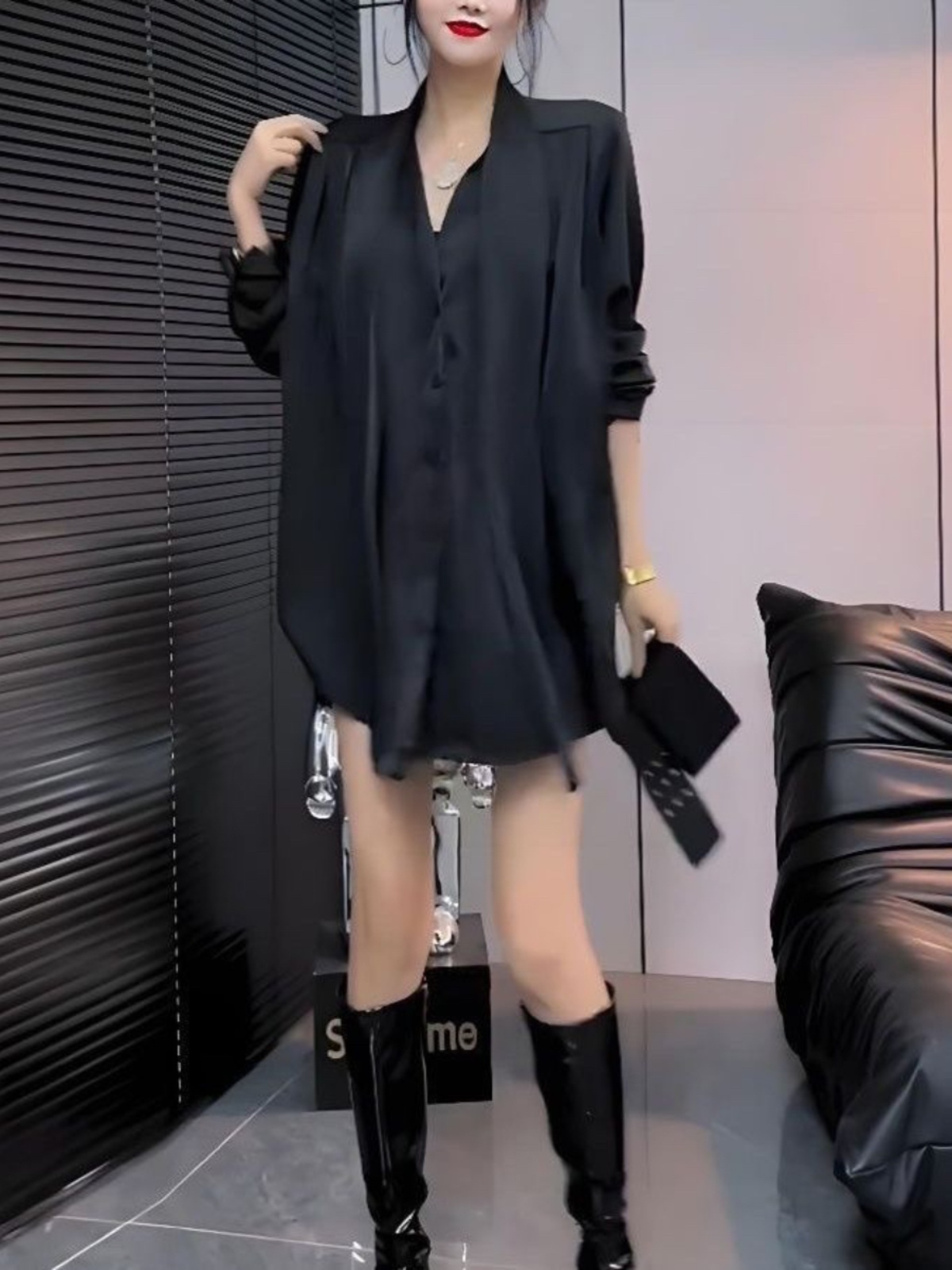 Белое шелковое платье-рубашка  – обзор и цена Korean Style A Line Shirt Dress