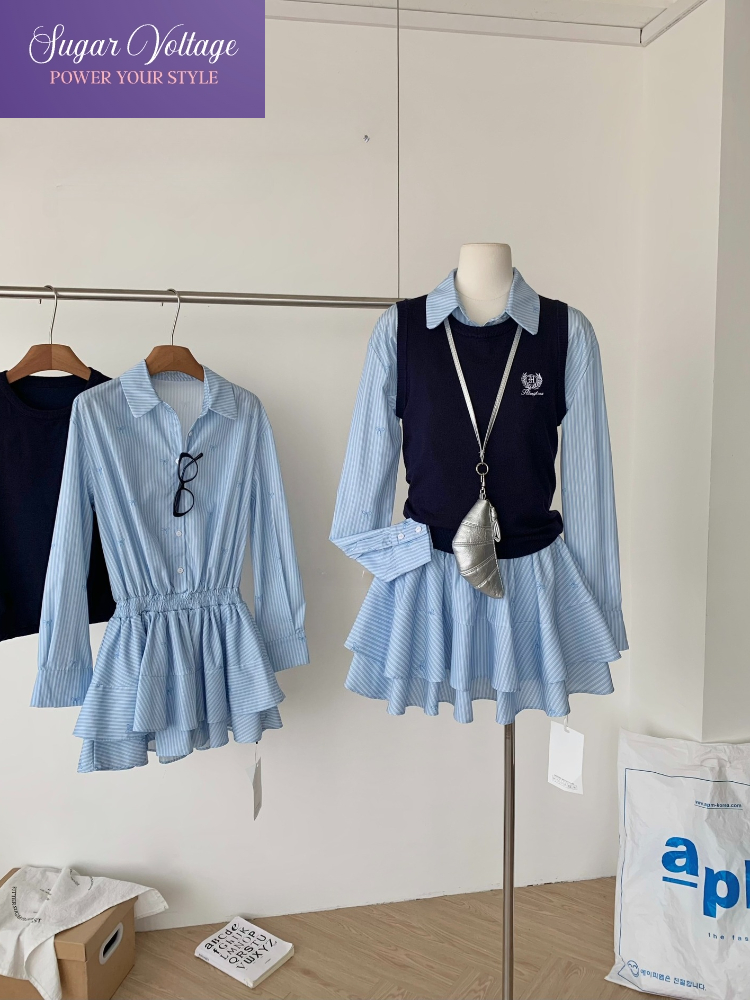 Весенне-осенний корейский модн – обзор и цена Korean Style A Line Shirt Dress
