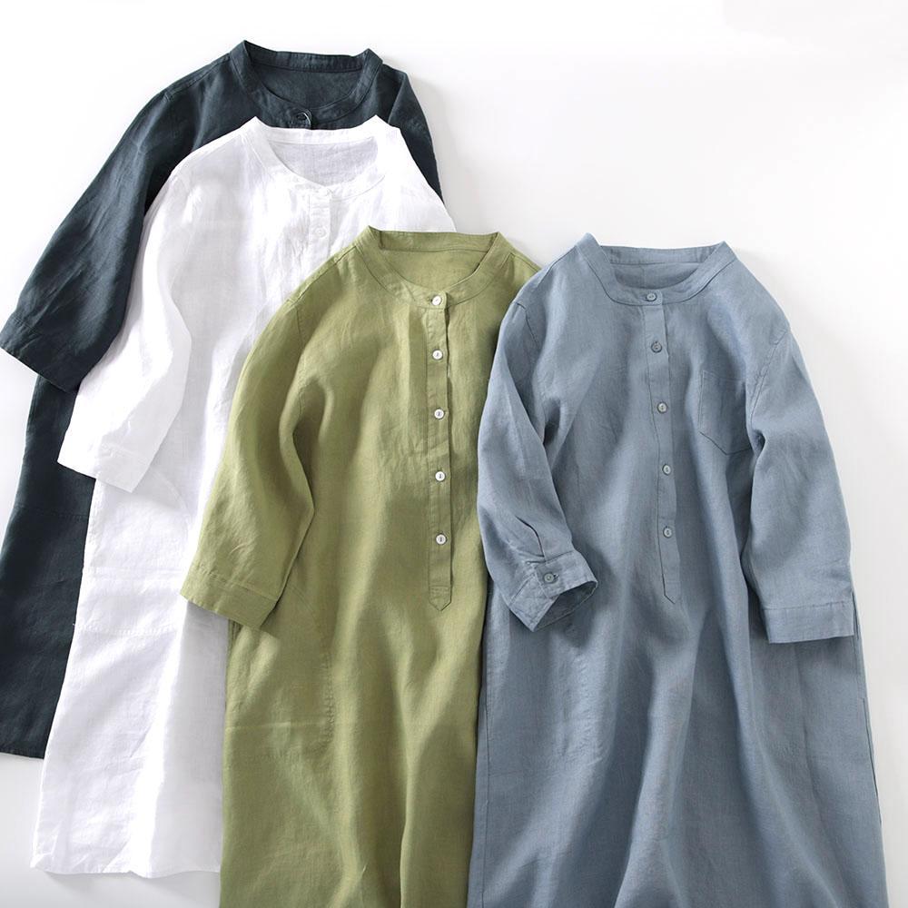 Платье-рубашка в японском стил – обзор и цена Casual Loose Linen Shirt Dress