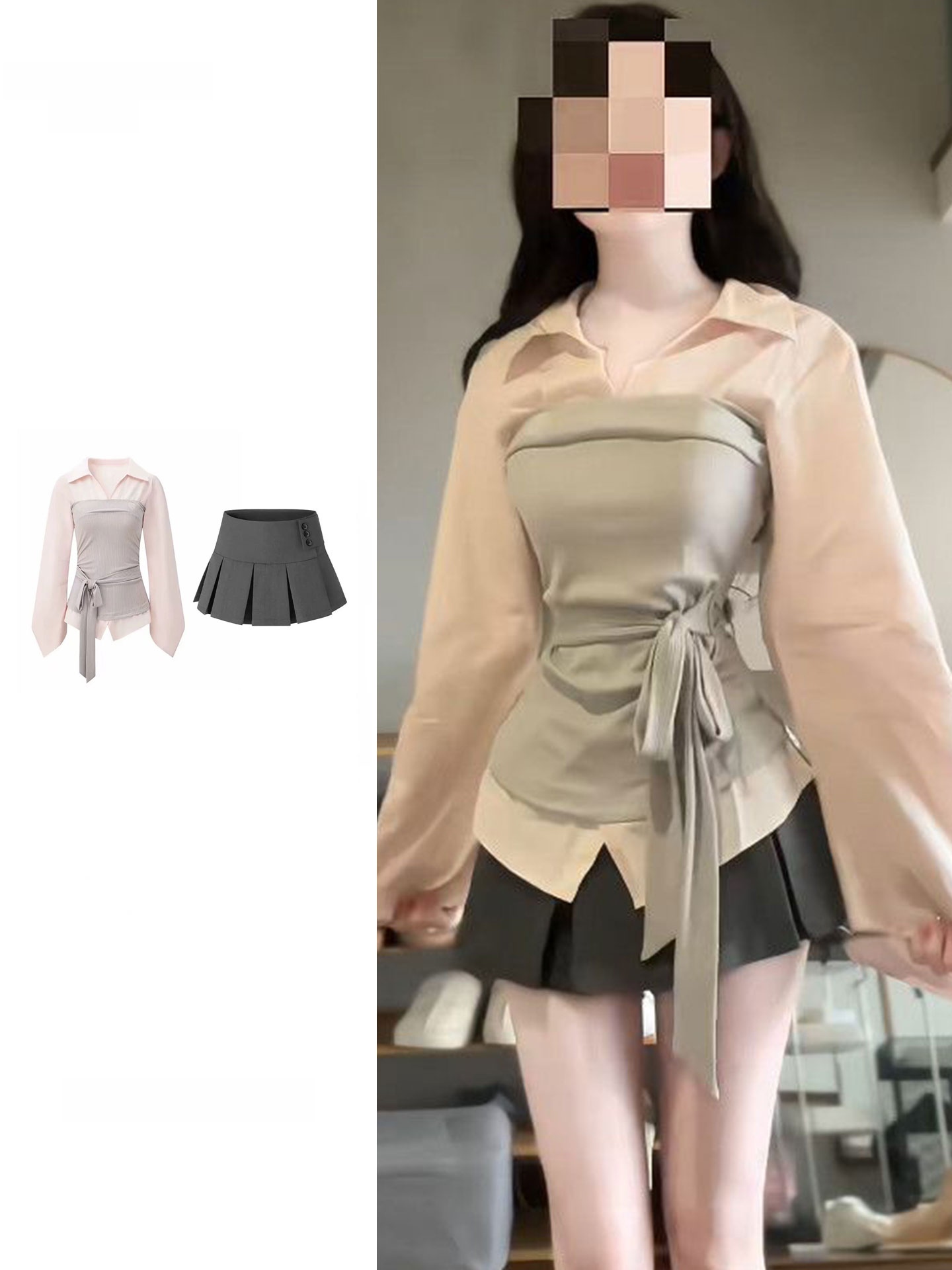 Женский комплект в корейском с – обзор и цена Korean Style A Line Shirt Dress