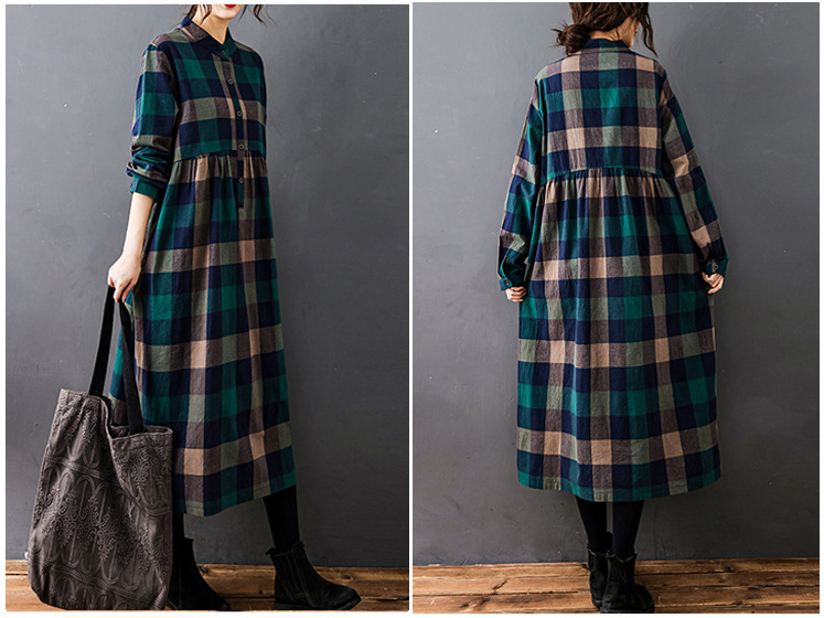 Женское осеннее новое винтажно – обзор и цена Casual Loose Linen Shirt Dress
