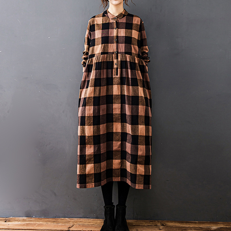Женское осеннее новое винтажно – обзор и цена Casual Loose Linen Shirt Dress